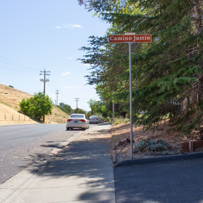 Camino Justin Street Sign Lafayette California